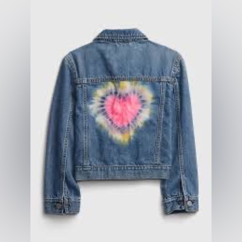 GAP Kids Heart Tie-Dye Denim Jacket • Size S • EUC